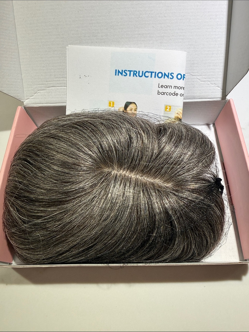 💯% 12” HUMAN Topper with Bangs, Medium/DarkGray/Silver - Picture 12 of 12